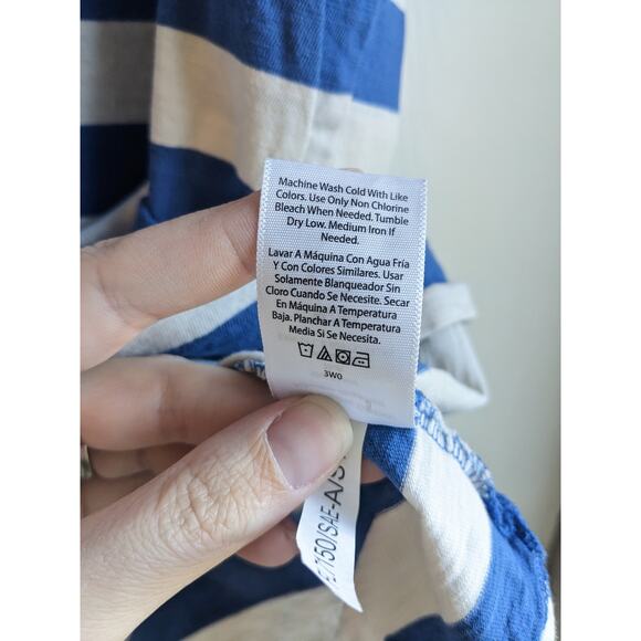 Free Assembly Men's White Blue Striped Short Sleeve Crew Neck T-shirt Size XL/XG - Picture 5 of 5